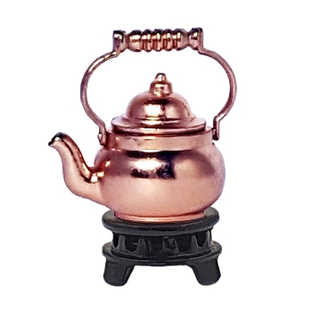Tea kettle, copper-plated, with warmer