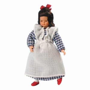 Girl in pinafore dress