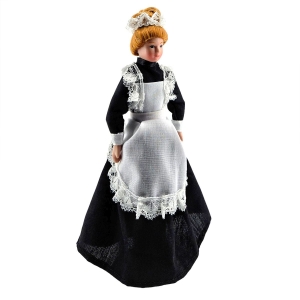 Dienstmädchen im schwarzen Kleid