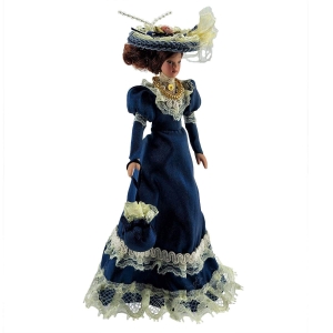 Viktoriansche Dame im blauen Kleid