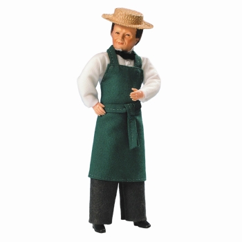 Gardener with green coat and straw hat