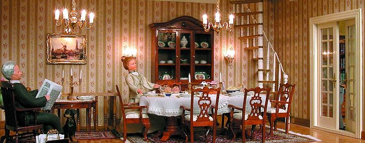 Chippendale dining room with spiral staircase Chippendale dining room with spiral staircase